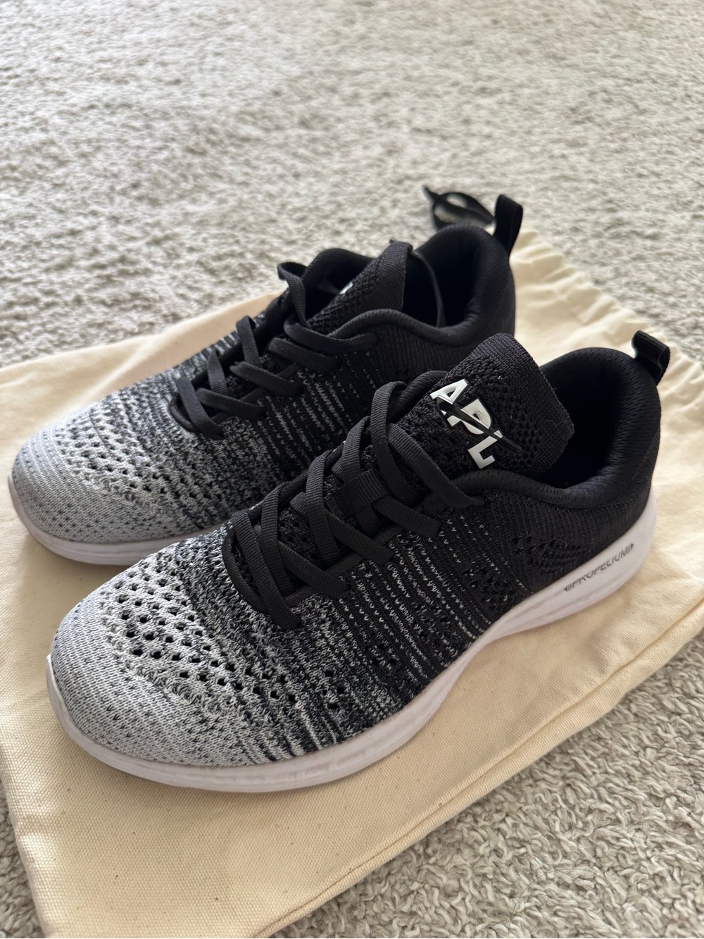 APL TechLoom Knit Sneakers in Black and Gray Gradient